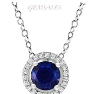 Royal Blue Halo Pendant Necklace
