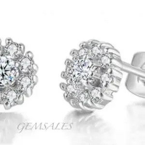 .10ct-Brilliant Cut Center Stone 8 x .02 ct CZ Flower-Stud