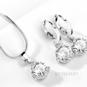 Cubic Zirconia Pendant  + Earrings Set