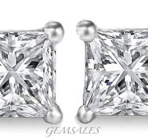 2.9ct Brilliant Princess Cut CZ Stud Earrings