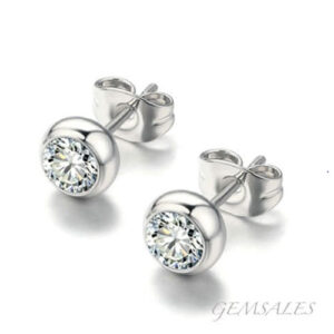 Round Silver Diamond Earrings