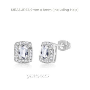 Clear Emerald Diamond Earrings