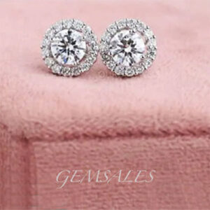 .75ct Brilliant Cut CZ HALO STUD EARRINGS