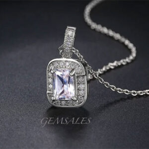 Oval Cut Halo Necklace