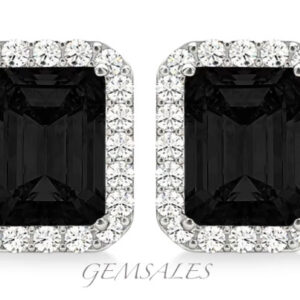 Black Emerald Cut Earrings