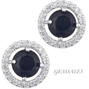 Black Diamond Halo Earrings