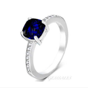Royal Blue Sapphire Pave Ring