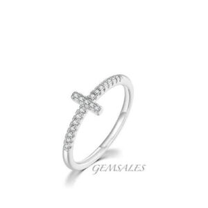 Silver Cross Diamond Ring