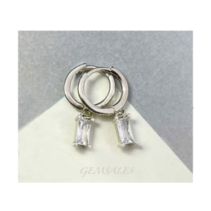 Stunning CZ Baguette Earrings Petite 11mm x 3mm